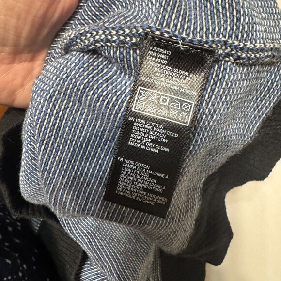 Forever 21 Men Sweater Cardigan Size Large Navy Blue birdseye knit academia - Picture 6 of 6